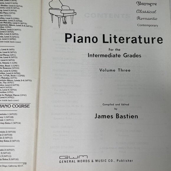 Piano Literature Sheet Music Volume Three Jane Smisor Bastien 1966 Vintage u - Picture 6 of 11
